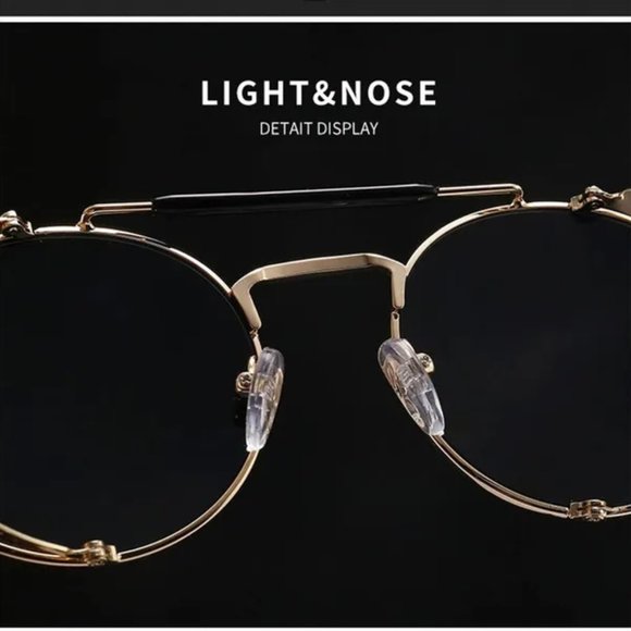 Retro Gothic Steampunk Sunglasses Black, Gold Polarized Metal Frame Glasses - Picture 7 of 10